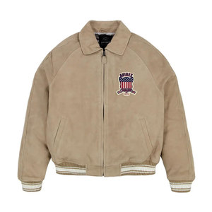 2025 chaqueta de invierno ODM High Street para hombre, piel de oveja, cuero PU con 100%, nuevo diseño de bordado, cuello levantado, mangas completas con capucha - Product Image 1