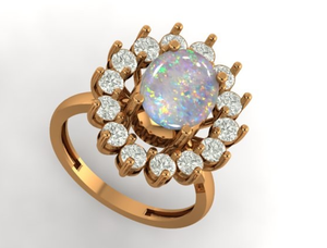 18KT Solid Yellow <b>Gold</b> Pearl Gemstone <b>Ring</b> with Natural Oval Cut Fancy Diamond Certified Luxury Women's <b>Cocktail</b> <b>Ring</b> 5g - Product Image 2
