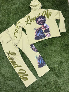 Conjunto de Sudadera con capucha y cremallera Sunfaded nuevo peso pesado al por mayor para hombre, conjunto de dos piezas de ropa de calle de felpa francesa con logotipo personalizado - Product Image 5