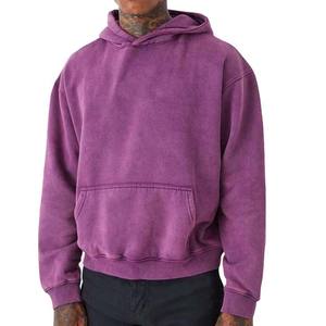 Conjunto de Sudadera con Capucha y Pantalones Deportivos para Hombre, Estilo Holgado, Grueso, Sólido, Otoñal, Desgastado, 450 g/m², Lavado Ácido Vintage - Product Image 1