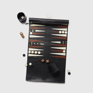 MORGANS INDUSTRIES Leather Eco-Friendly <b>Backgammon</b> Set Foldable Orange Wooden Dice Checkers Customized Packaging Unisex Game - Product Image 4