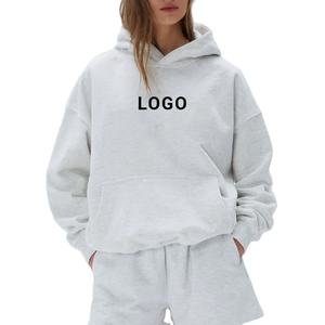 Sudadera con capucha de gran tamaño para mujer, tejido de punto de algodón 100%, patrón sólido forrado transpirable, peso pesado de invierno, 440G, gimnasio - Product Image 5