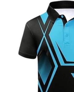 Polo homme personnalisé noir bleu imprimé géométrique manches courtes sport golf t-shirt respirant séchage rapide décontracté OEM - Product Image 3