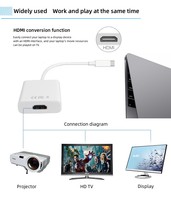 Câble adaptateur convertisseur USB 3.1 Type C vers HDMI DTECH 3840*2160 30Hz 18Gbps 1080P pour appareil HDMI
