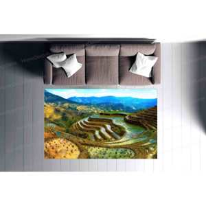 Banaue Rice Terraces Philippines Printed <b>Rug</b> - Farmhouse Outdoor Decor,Chenille <b>Rug</b> - Product Image 3