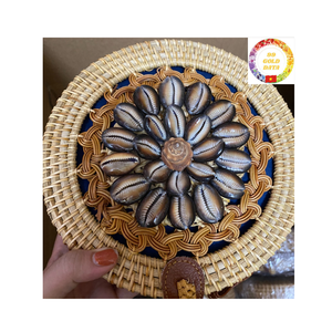 Bolso de mimbre redondo vintage Bolso de hombro de paja hecho a mano Bolso de mano tejido para moda de verano - Product Image 2