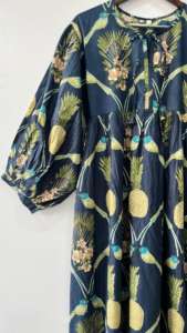 มินิเดรสคอวีลึกลายดอกไม้วินเทจเรบล็อกยาวสไตล์หวานสำหรับฤดูหนาว - Product Image 2