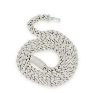 Cadena Cubana de Plata de Ley 925 y Oro Blanco de 14K con Moissanita VVS1, Joyería Hecha a Mano para Hombre, Estilo Hip Hop, para Fiestas - Product Image 5