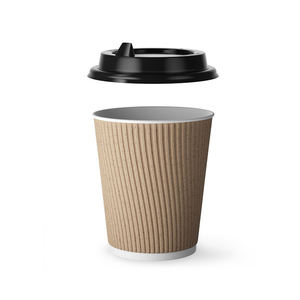 Diseño especializado con logotipo personalizado Vasos de papel de pared ondulado 12oz de suministro directo de fábrica en color Kraft, Blanco, Negro - Product Image 1