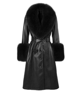 Abrigo de Invierno de Lujo para Mujer, Piel de Oveja Genuina de Alta Calidad, Cuello y Puños de Piel de Zorro Real, Cierre de un Solo Botón, Estilo Casual Largo - Product Image 1