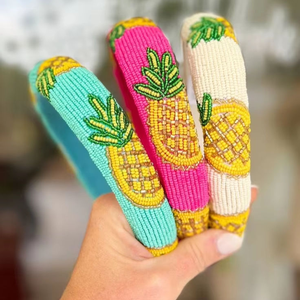 Diadema Elástica Colorida con Flores Bordadas con Cuentas de Semillas, Diademas de Cinta Bordada de la India - Product Image 2