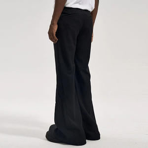 กางเกงขาบานผ้าโพลีเอสเตอร์/ ผ้าฝ้ายผ้าลูกฟูกเอวกลางยืดหยุ่นแบบลำลองสำหรับผู้ชาย - Product Image 3