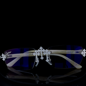 Lunettes de soleil en moissanite triple croix en gros, légères, protection UV400, monture carrée pleine bordure, testeur de diamant, blanc - Product Image 2