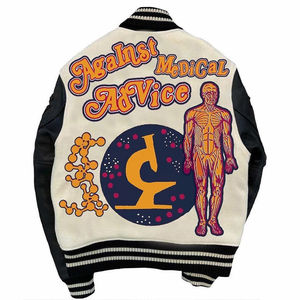 Veste de baseball de style streetwear d'hiver pour hommes personnalisée du fabricant, manches en cuir brodées en coton et polyester avec support Letterman - Product Image 2