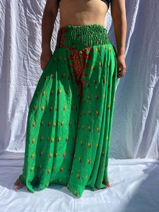 กางเกงขากว้างผ้าไหมแฮนด์เมด, กางเกงกระโปรงฮิปปี้ Boho สําหรับผู้หญิง, กางเกงกระโปรงแม็กซี่โบฮีเมียนกางเกงผ้าไหมส่าหรี Palazzo - Product Image 3