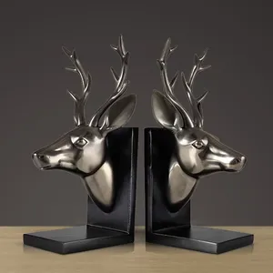 Sujetalibros de cabeza de ciervo de aluminio, decoración de animales, artesanía, extremo de libro Vintage, sujetalibros decorativos, soportes, tapón de libro - Product Image 4