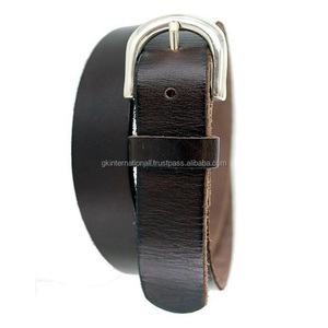 Ceinture de tenue décontractée en cuir pleine fleur pour hommes 38mm de large conception personnalisée ceinture décontractée en cuir de mode pour hommes marron foncé boucle en nickel - Product Image 2