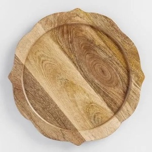 Latest Design Modern Wooden Bowl Eco-Friendly Polished Tabletop <b>Decorative</b> Wooden Charger <b>Plate</b> Hot Selling Home Hotel - Product Image 2