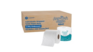 Papier toilette gaufré Angel Soft Professional Series Premium 2 plis, 4" x 4.05", 450 feuilles/rouleau, 40 rouleaux/caisse (16840) - Product Image 2