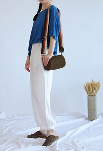 Pantalones bombachos anchos de lino ecológicos para mujer, botones de cintura elástica, vestidos informales suaves de cintura alta, ajuste holgado disponible, grande Natural - Product Image 4