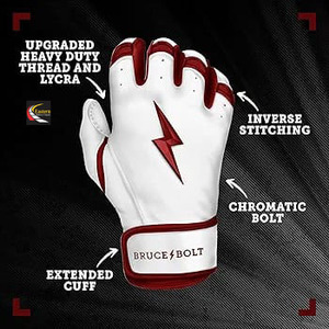 Gants de frappe de baseball professionnels Bruce Bolt de qualité supérieure en cuir fendu antidérapant avec logo personnalisé imprimé - Product Image 4