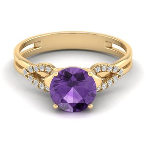 Bague de fiançailles en moissanite certifiée GRA, prix de gros REYES, argent sterling 925, coupe ronde, améthyste 2 carats, pierres précieuses fines - Product Image 6