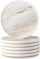 Nouveauté : Ensemble de six sous-verres en résine à motif marbre, ronds, absorbants, style tapis de tasse pour table basse