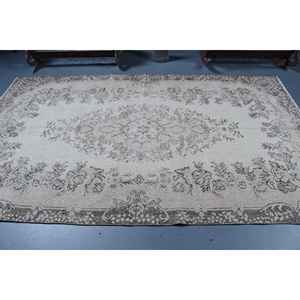 Alfombra Vintage Grande de 5.4x9.1 pies, Alfombra Turca Blanca con Diseño de Patchwork - Product Image 3