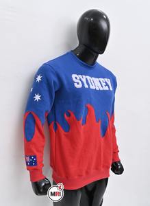 Vente en gros 100% sweat molleton en coton bicolore flamme détresse broderie respirant durable manches longues vêtements uniques - Product Image 2