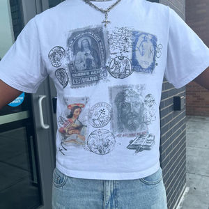 เสื้อยืดผู้ชายสำหรับฤดูหนาว ผ้าฝ้าย 100% เนื้อหนา ทรงปกติ ระบายอากาศได้ดี เป็นมิตรกับสิ่งแวดล้อม สไตล์ฮิปฮอป พิมพ์ลายพัฟฟ์ แขนสั้น - Product Image 1