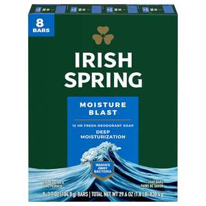 Jabón en Barra Mineral Blanqueador e Iluminador Irish Spring Moisture Blast de Alta Calidad, Hecho a Mano, 3.75 oz, Paquete de 8 - Product Image 1