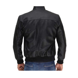 Vente chaude Veste en cuir pour homme d'hiver Logo frontal personnalisé noir Coupe-vent Respirant Service OEM Haute qualité - Product Image 4