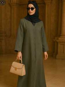 Abaya décontractée et modeste pour femme en polyester, col rond, tissu respirant, manches longues, toutes saisons, pour les rassemblements du Moyen-Orient - Product Image 3