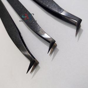 Pinzas de extensión de pestañas de plasma negro de metal con punta de fibra de nanotecnología Acero inoxidable sostenible - Product Image 2