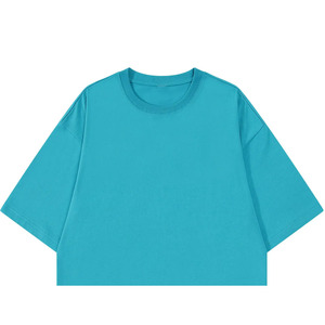Camiseta Casual de Manga Corta para Hombre, Talla Grande, Ecológica, Transpirable, 100% Algodón Orgánico, 220g, Azul, Corte Holgado - Product Image 4