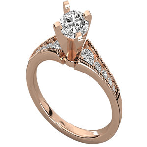 Anillo de Compromiso Solitario con Diamante Redondo y Engaste Milgrain - Product Image 5