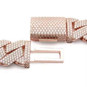 Lujo Hip Hop Vvs Moissanite hombres cadena 925 plata esterlina Iced Out Baguette diamante cadena cubana para hombres - Product Image 4