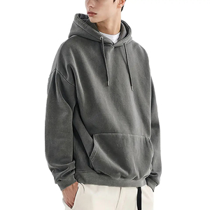Haute qualité couleur unie bonne qualité hommes Streetwear lavage à l'acide à capuche sweat à capuche imprimé mode surdimensionné sweat à capuche imprimé personnalisé - Product Image 4