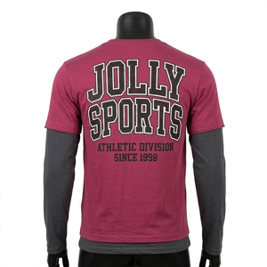 เสื้อยืดคอตตอนพรีเมียม 220 GSM สีแดงเลือดหมู แขนยาวพิมพ์ลายโลโก้ เสื้อยืดสั่งทำพิเศษ แขนสองชั้น - Product Image 5