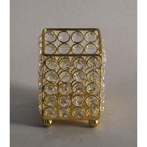 Luxueux support votif en acier inoxydable avec finition perlée en cristal parfait pour la décoration de vaisselle et l'affichage de bougies - Product Image 3