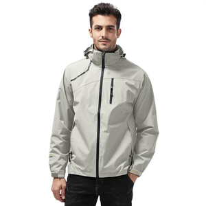 Veste de pluie de randonnée imperméable pour hommes, coupe-vent à capuche multi-panneaux, manteau de pluie de voyage léger avec fermeture éclair - Product Image 4