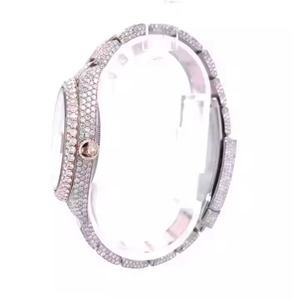 Alta calidad oro rosa lujo Iced VVS Moissanite diamante pantalla analógica Reloj clásico estilo Hip Hop negocios cristal de cuarzo - Product Image 3