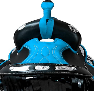 Selle équestre pour les professionnels débutants avec siège absorbant les chocs, poignée sécurisée, cuir véritable occidental, arbre en bois respirant - Product Image 4