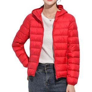 Veste matelassée pour femme, fermeture éclair intégrale, poche, vêtement d'extérieur, capuche, respirante, coupe-vent, toile tricotée, teinte unie, haute qualité - Product Image 6