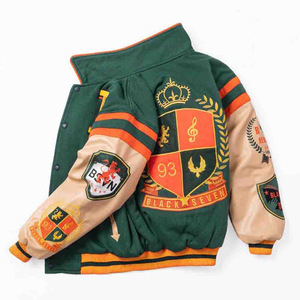 Chaquetas Varsity bordadas de lujo para hombre, chaqueta de calle para hombre, bombardero informal, estilo universitario, prendas de vestir exteriores con letras de retazos - Product Image 5