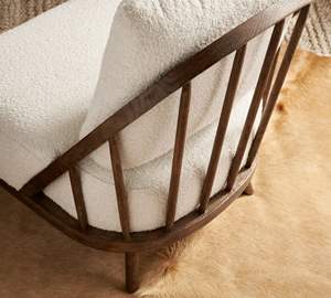 Aurel Modern <b>Lounge</b> <b>Chair</b> with Walnut Finish Solid Teak Wood & Soft Thick Cushion for Dining Hotels <b>Indoor</b> Leisure Use - Product Image 3