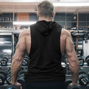 Camiseta sin Mangas con Capucha para Hombre, para Invierno, Deportiva, Ajustada, para Gimnasio, Musculación, Transpirable, Lisa, Teñida - Product Image 3