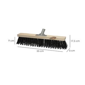 Industrial Sweeping Brush, Coarse Polypropylene Bristles. 50 cm Wooden Stand. Aluminum Claw. (Handle Not Included) - Product Image 2
