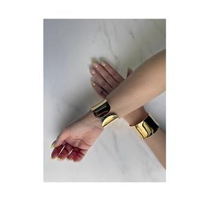 Brazalete de latón dorado vintage personalizado y pulseras de joyería y brazaletes brazalete abierto martillado con venta - Product Image 3