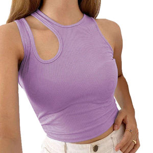 OEM ODM logotipo personalizado al por mayor de moda de alta calidad señoras camiseta sin mangas en blanco transpirable almohadillas extraíbles correas cruzadas mujeres camiseta sin mangas - Product Image 2